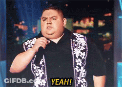Fat Man Holding Microphone Saying Yeah GIF