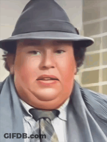 Fat Man In Hat And Tie Making Face GIF