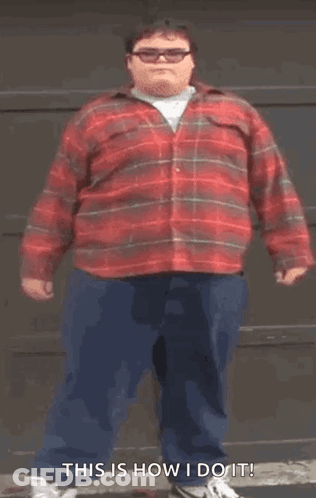 Fat Man In Red Plaid Shirt And Sunglasses GIF