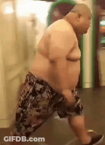 Fat Man In Shorts Walking GIF