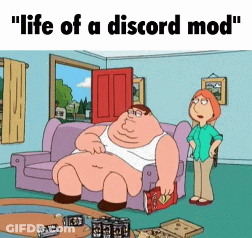 Fat Man On Couch Saying Life Of A Discord Mod GIF