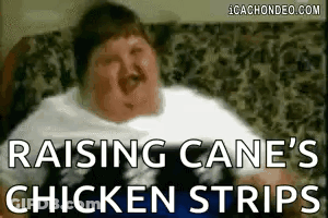Fat Man On Couch With Raising Cane's Chicken Strips GIF