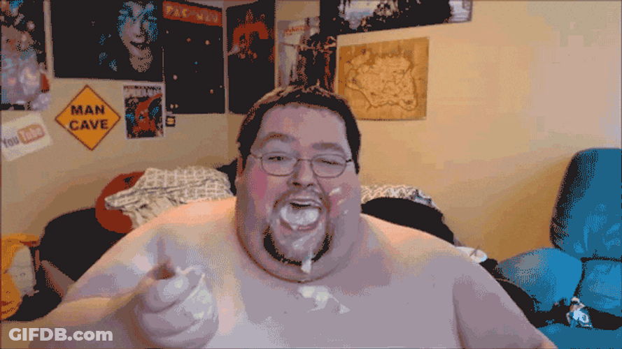 Fat Man Over Eating GIF