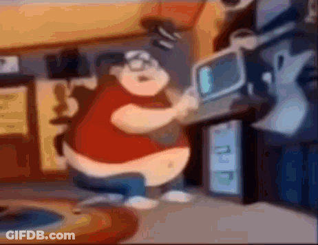 Fat Man Playing Video Game On Computer GIF