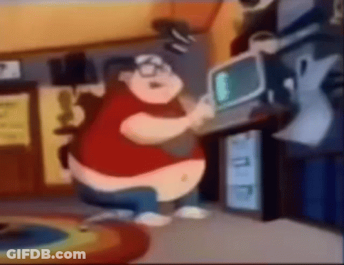 Fat Man Playing Video Game On Computer GIF