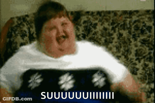 Fat Man Sitting On Couch With Suuuiiii GIF