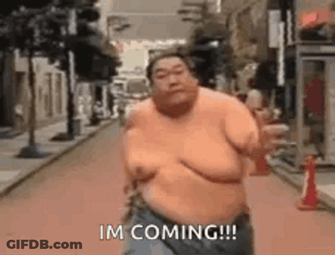 Fat Man Slow Motion Run GIF