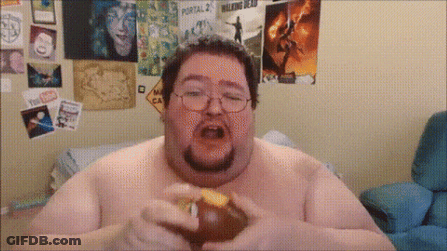 Fat Man Speed Eating GIF