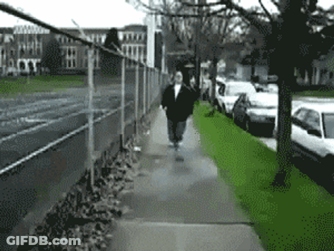 Fat Man Tripped On Sidewalk GIF