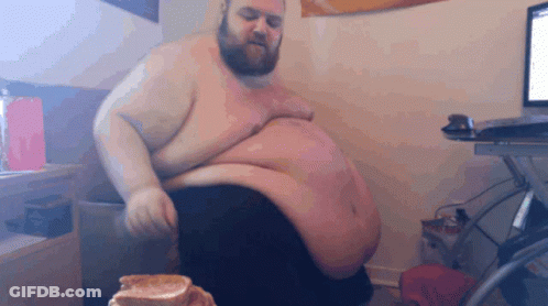 Fat Man With Beard Sitting At Computer GIF