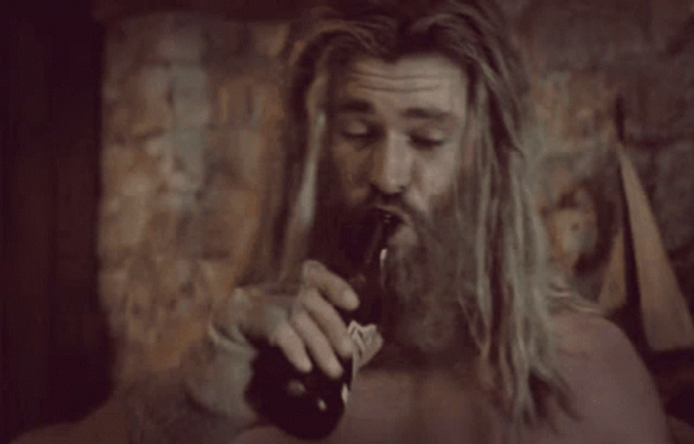 Fat Thor Drinking Beer GIF