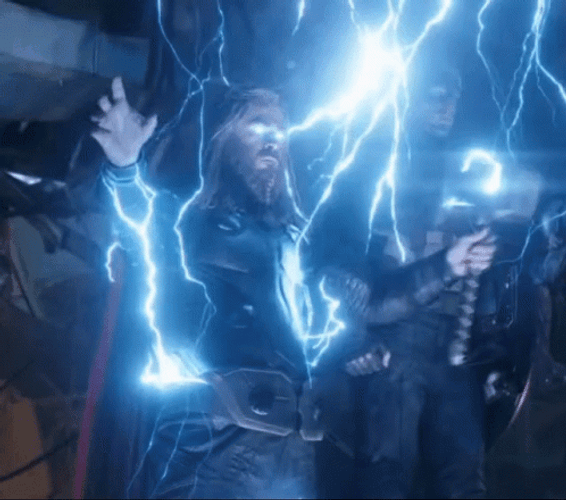Fat Thor Lightning Shower GIF