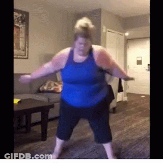 Fat Woman Dancing In Living Room GIF