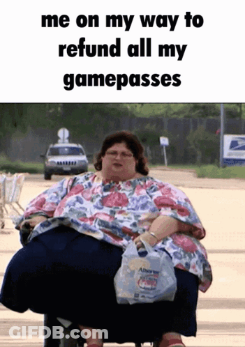 Fat Woman In Wheelchair Holding Chips GIF