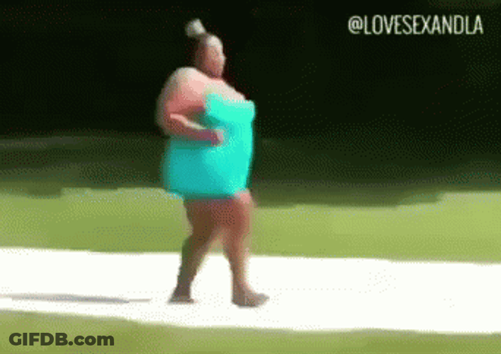 Fat Woman Slip Falling Down GIF