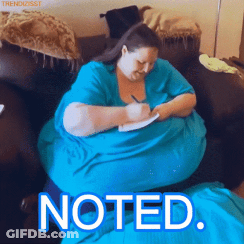 Fat Woman Taking Notes Noted GIF