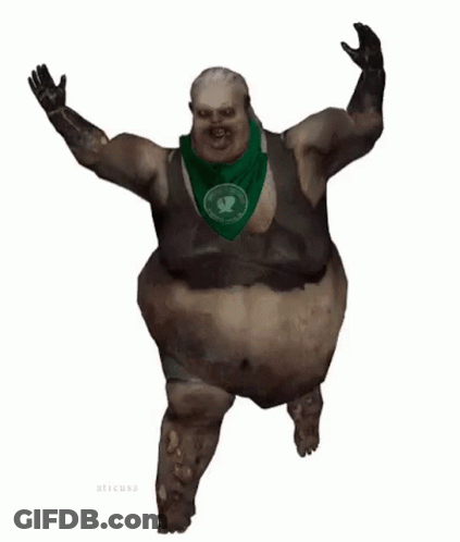 Fat Zombie With Green Scarf Dancing GIF