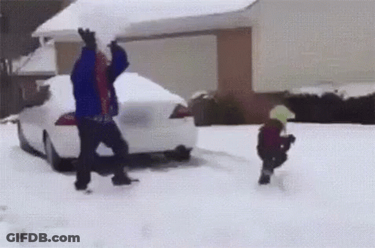 Father And Son Enjoying Happy Snow Day GIF