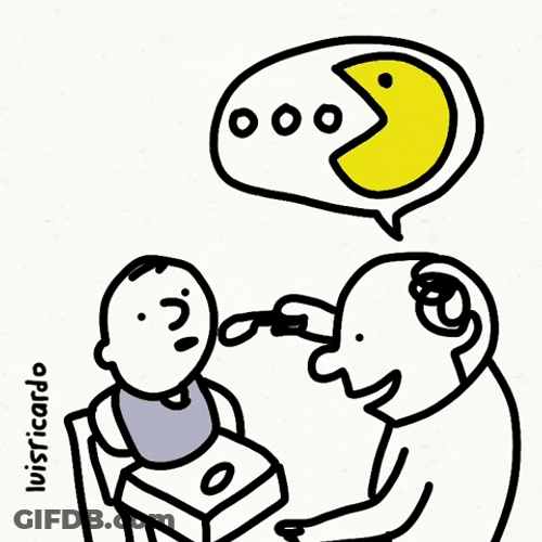 Father Feeding Baby While Thinking Pac Man GIF