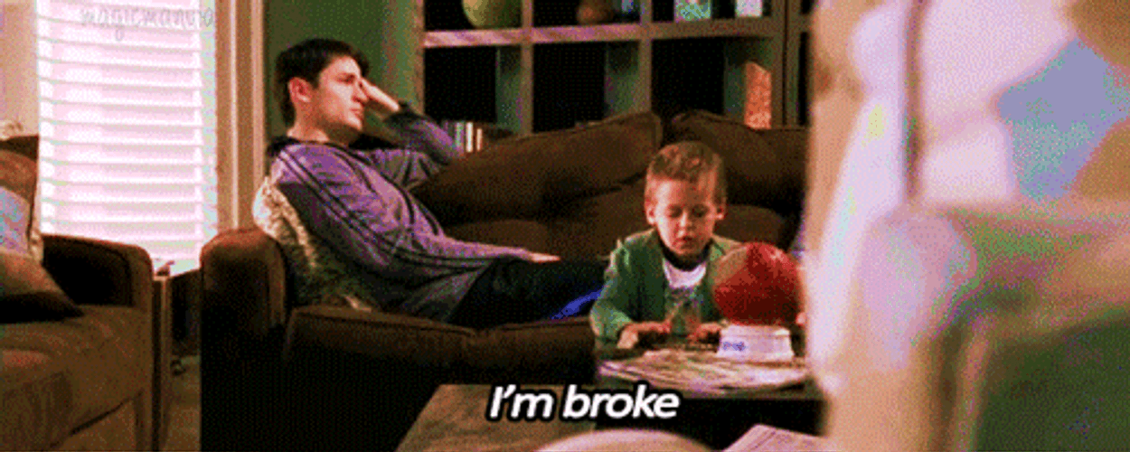 Father On The Couch Thinking I'm Broke GIF