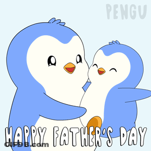 Father's Day Card With Hugging Penguins GIF