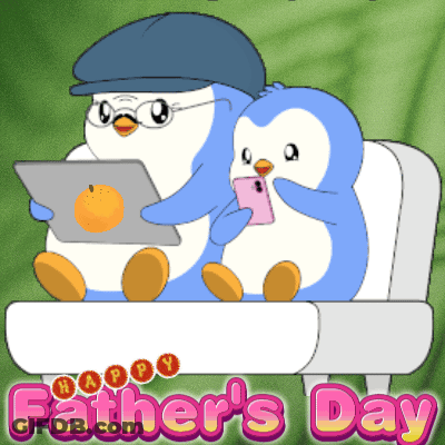 Father's Day Card With Penguins GIF