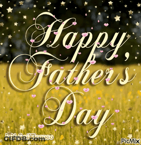 Father's Day Greeting Card With Hearts And Stars GIF