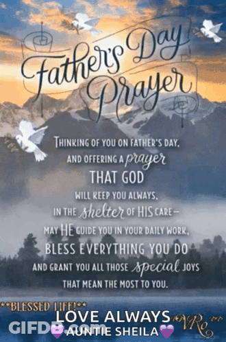 Father's Day Prayer With Mountains And Birds GIF