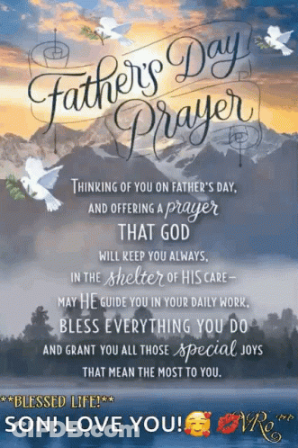 Father's Day Prayer With Mountains And Doves GIF