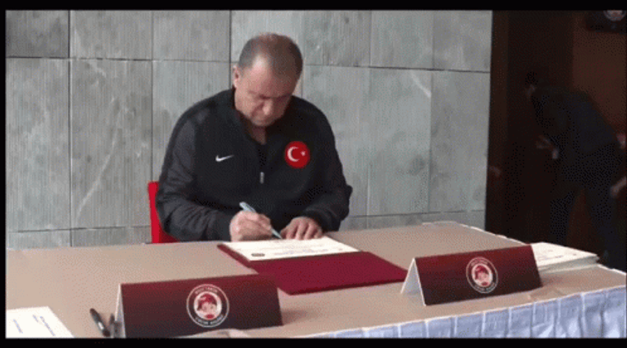 Fatih Terim Football Contract Signing GIF