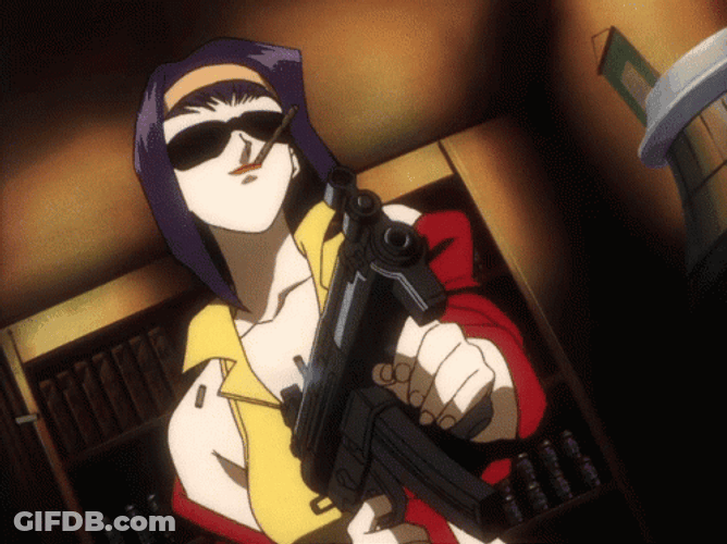 Faye Valentine Shooting Automatic Gun GIF