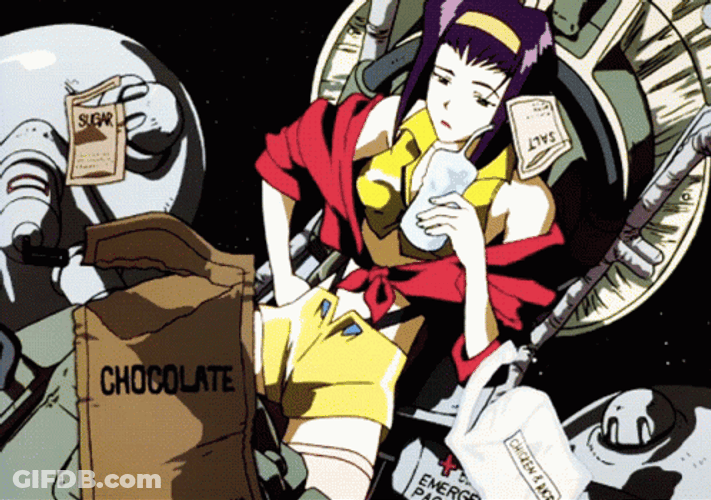Faye Valentine Throwing Trash GIF