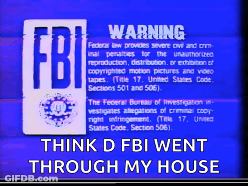 FBI Warning On Blue Background GIF