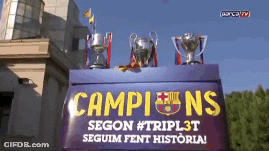 FC Barcelona Championship Trophy Cinematic Shot GIF