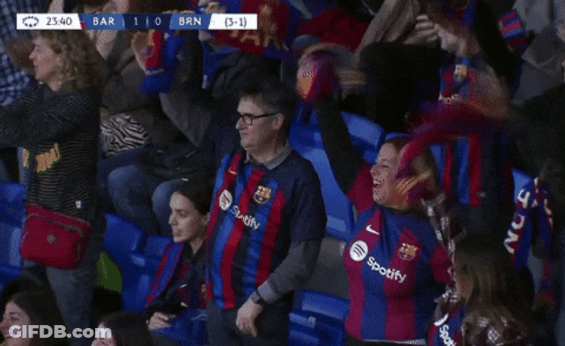 FC Barcelona Fans Synchronized Flag Twirling GIF
