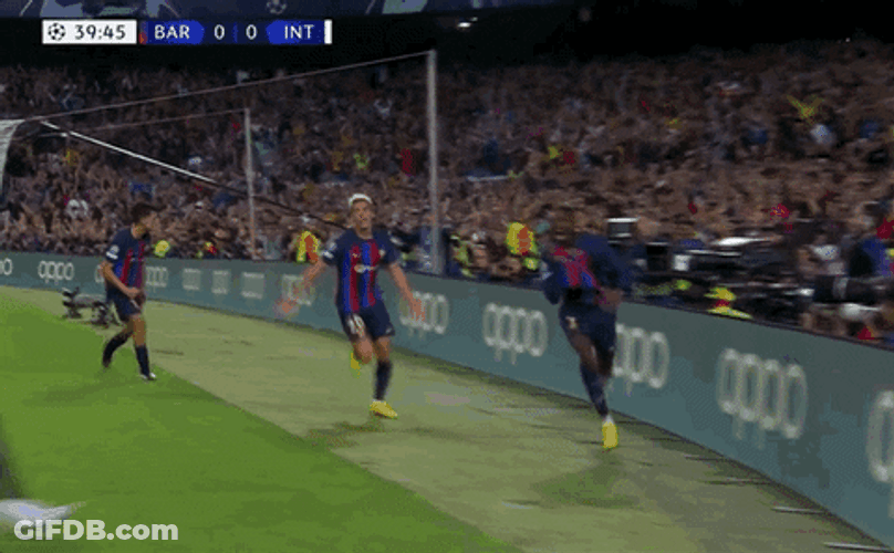 FC Barcelona Jumping Chest Bump Celebration GIF