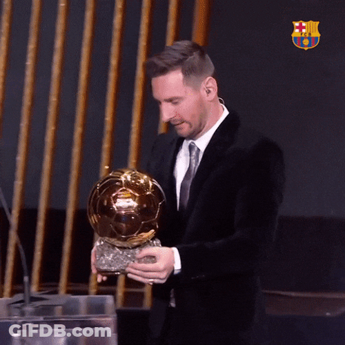 FC Barcelona Player Lionel Messi Accepting Award GIF