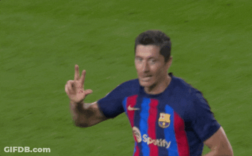 FC Barcelona Robert Lewandowski Hand Signal GIF