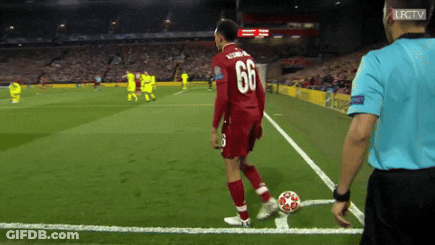 FC Barcelona Trent Alexander Arnold Sideline Kick GIF