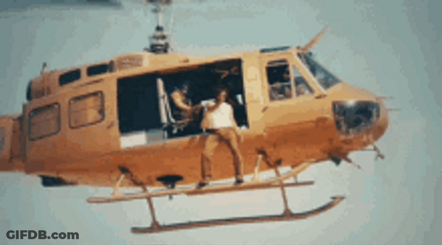 Fearless Man Dancing Helicopter Fly GIF