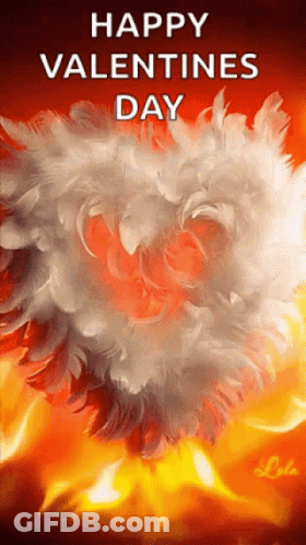Feather Heart With Happy Valentines Day GIF