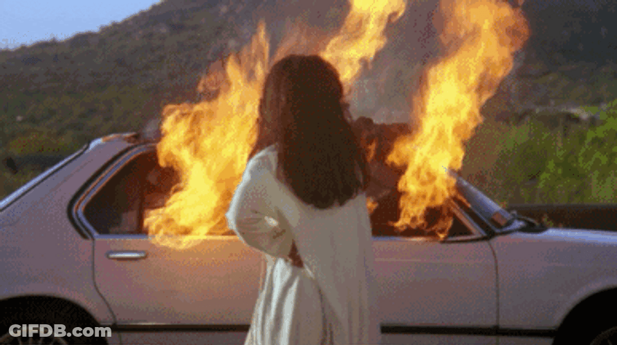 Fed Up With This Burning Car GIF