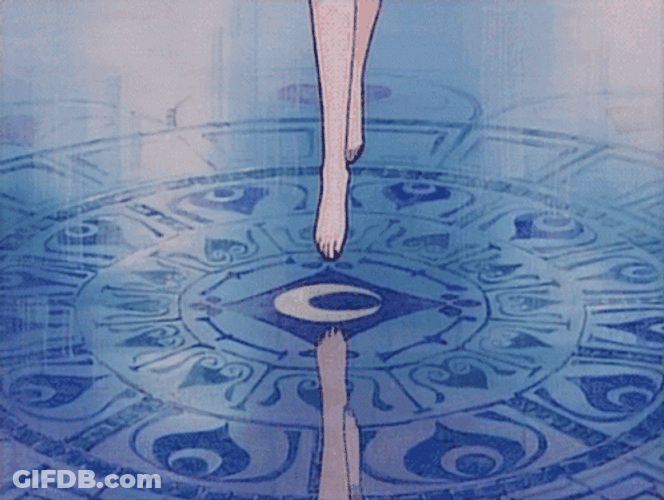 Feet Touching Blue Floor In Sailor Moon Anime GIF