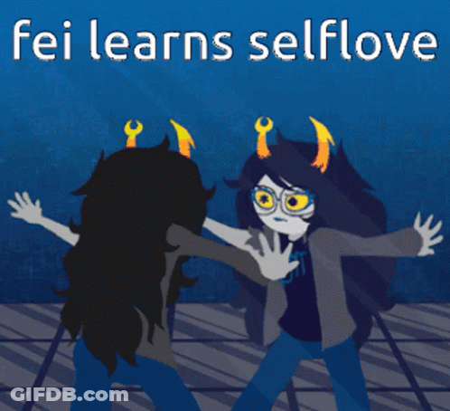 Fei Learns Selflove Poster With Two Trolls GIF