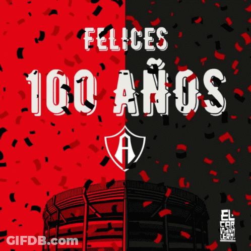 Felices 100 Años Black And Red Poster GIF