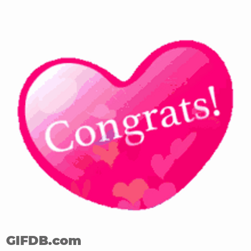 Felicidades Congrats Pink Love Heart GIF