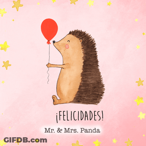 Felicidades Cute Hedgehog Cartoon Greeting GIF