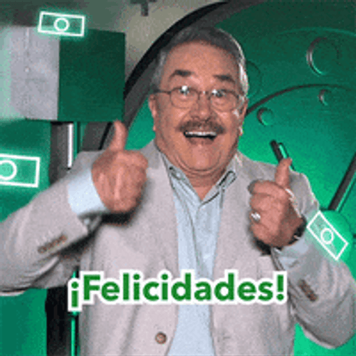 Felicidades Money Raining Old Man Thumbs Up GIF