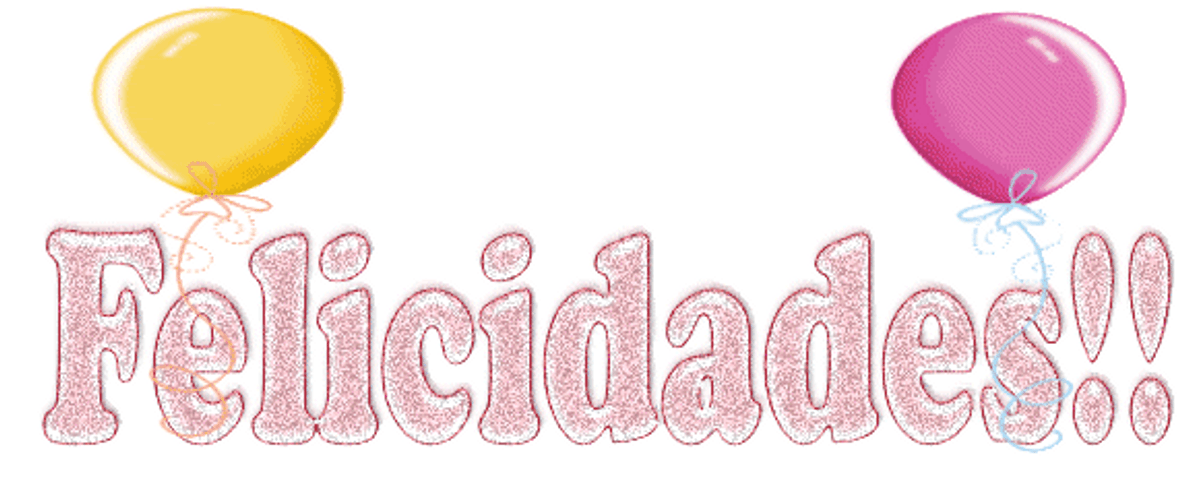 Felicidades Pink Glittered Balloons Greeting Animation GIF