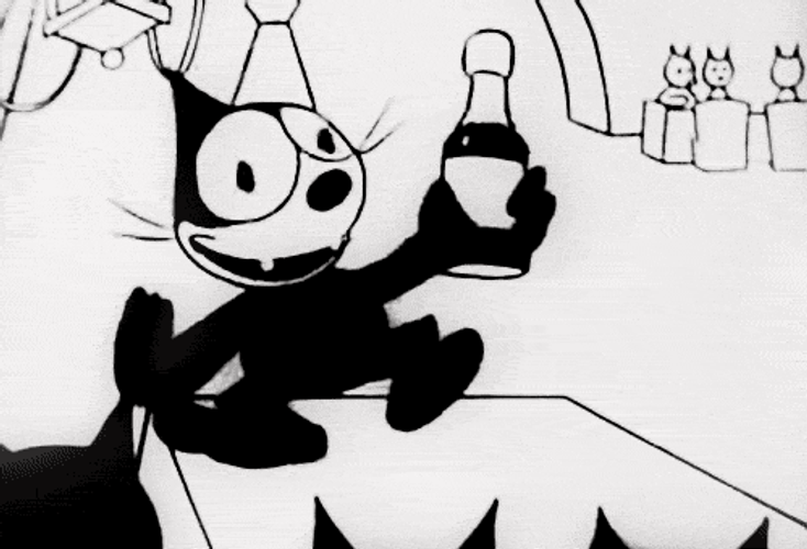 Felix Cat Cartoon Drinking Dance GIF